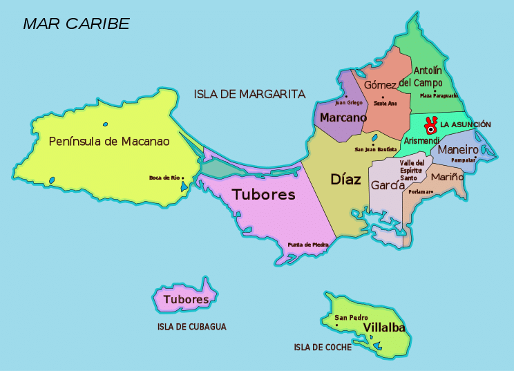 Imagen de mapa de la isla de margarita