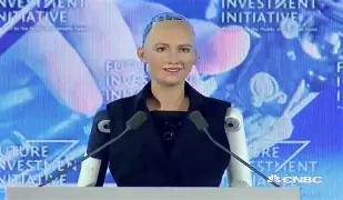 Imagen de un robot humanoide llamada Sophia